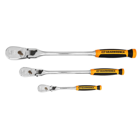 GearWrench 90-tooth ratchet with a 4-degree swing for tight access.
