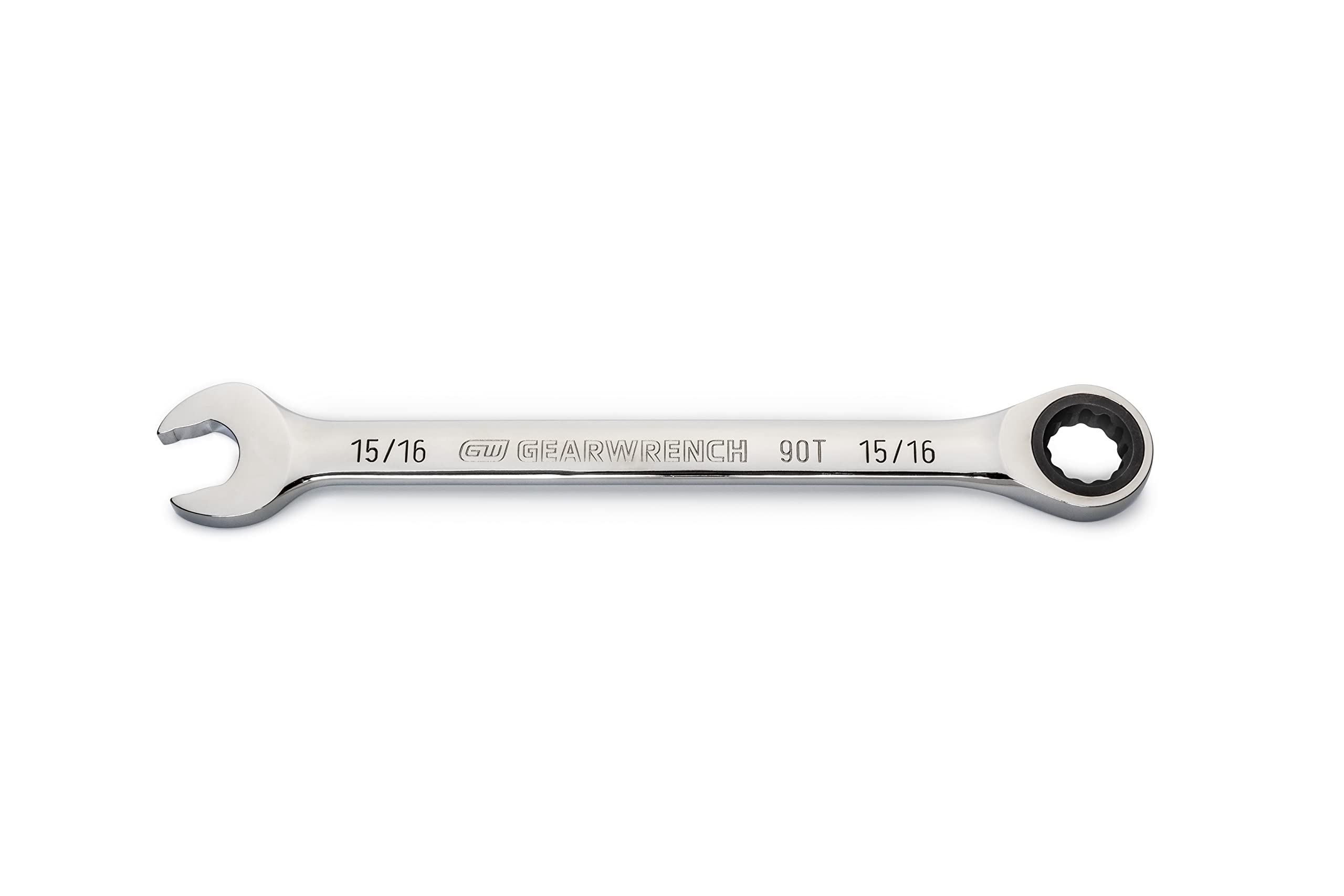 GEARWRENCH 90-tooth ratcheting swing arc shown for efficient turning in confined spaces