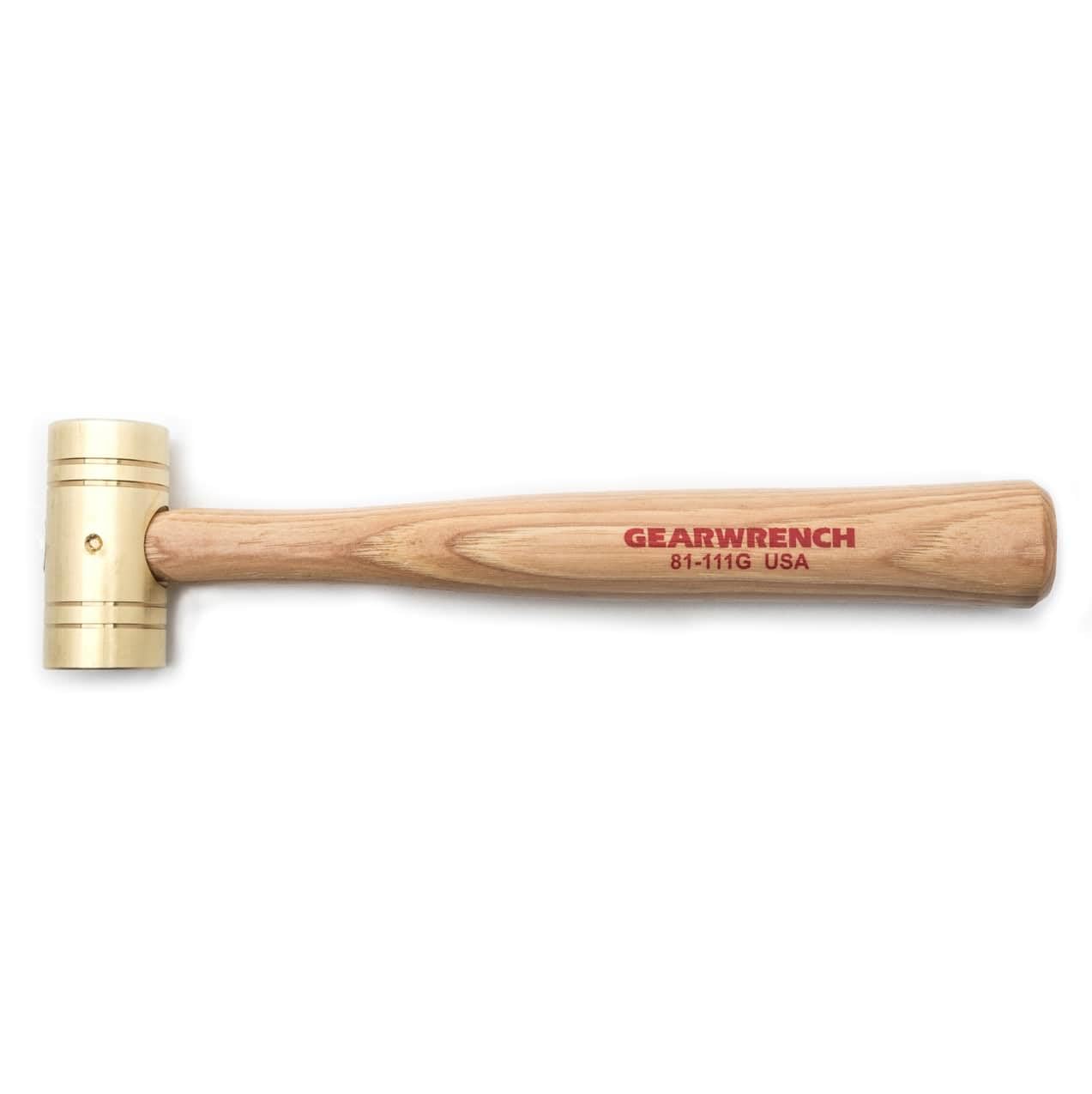 GearWrench brass hammer face close-up showing flat surface for even blows