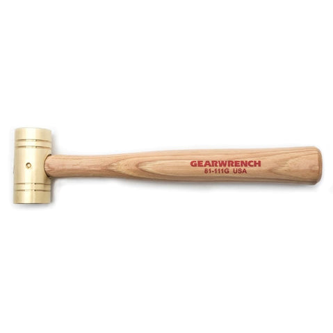GearWrench brass hammer face close-up showing flat surface for even blows