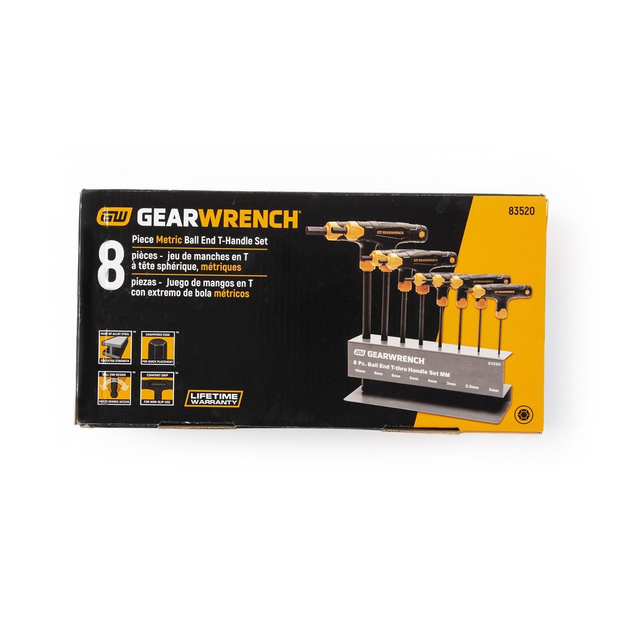 GearWrench chamfered-edges guide keys smoothly into fasteners.