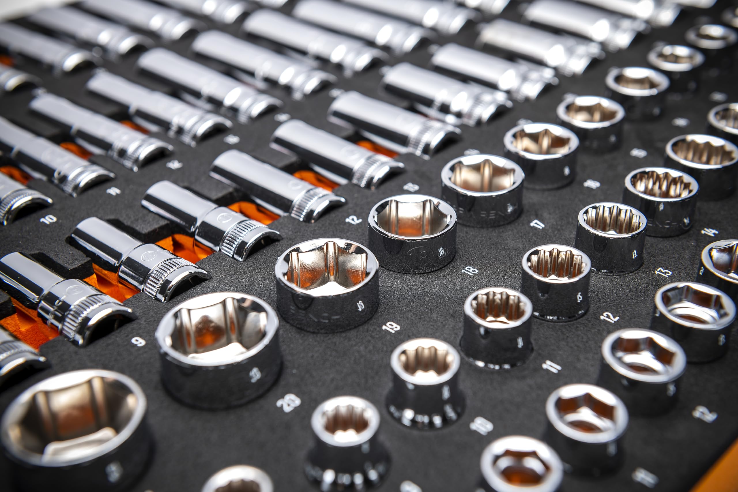 GearWrench deep serrations inside sockets hold fasteners securely.