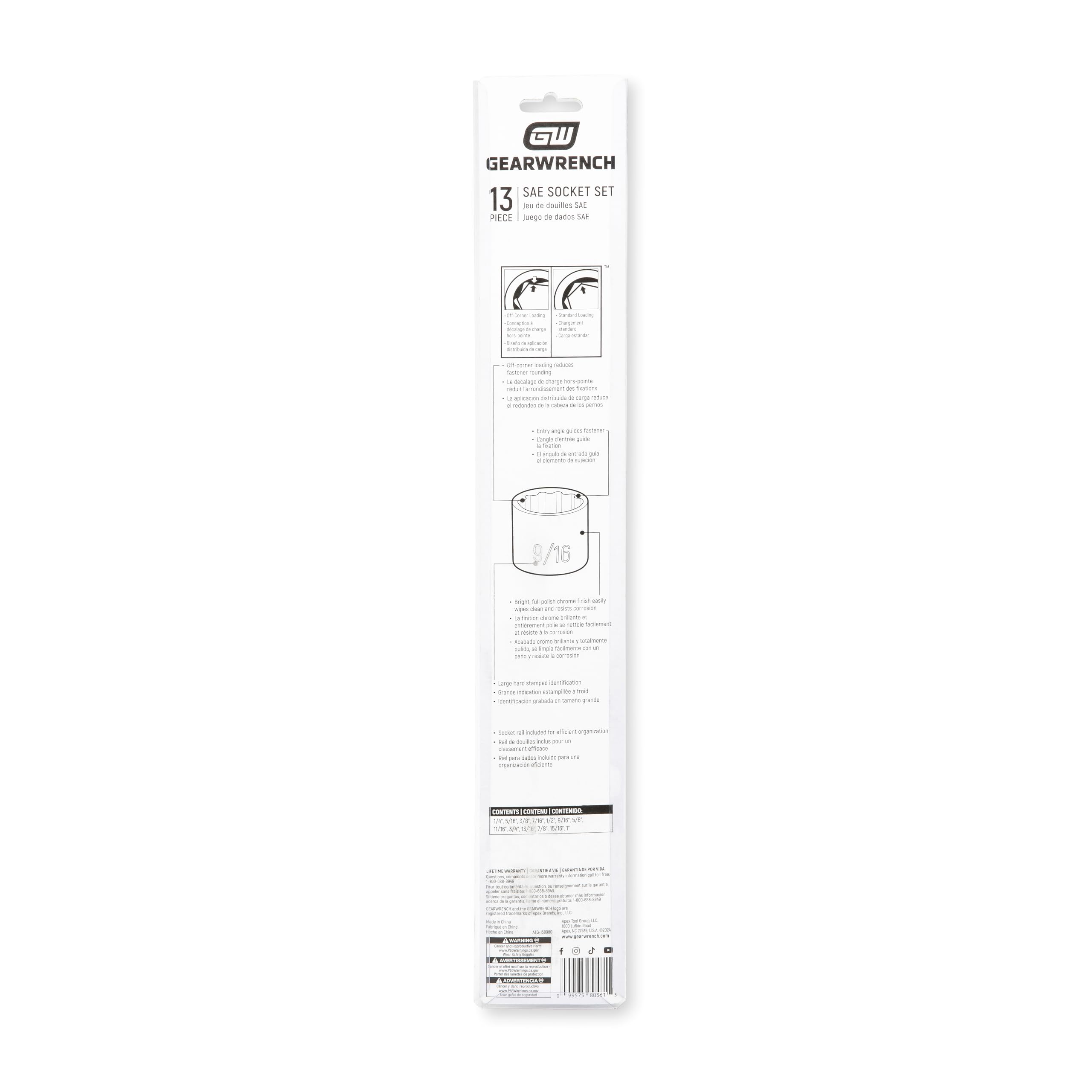 GearWrench hard stamped size markings for quick size identification.