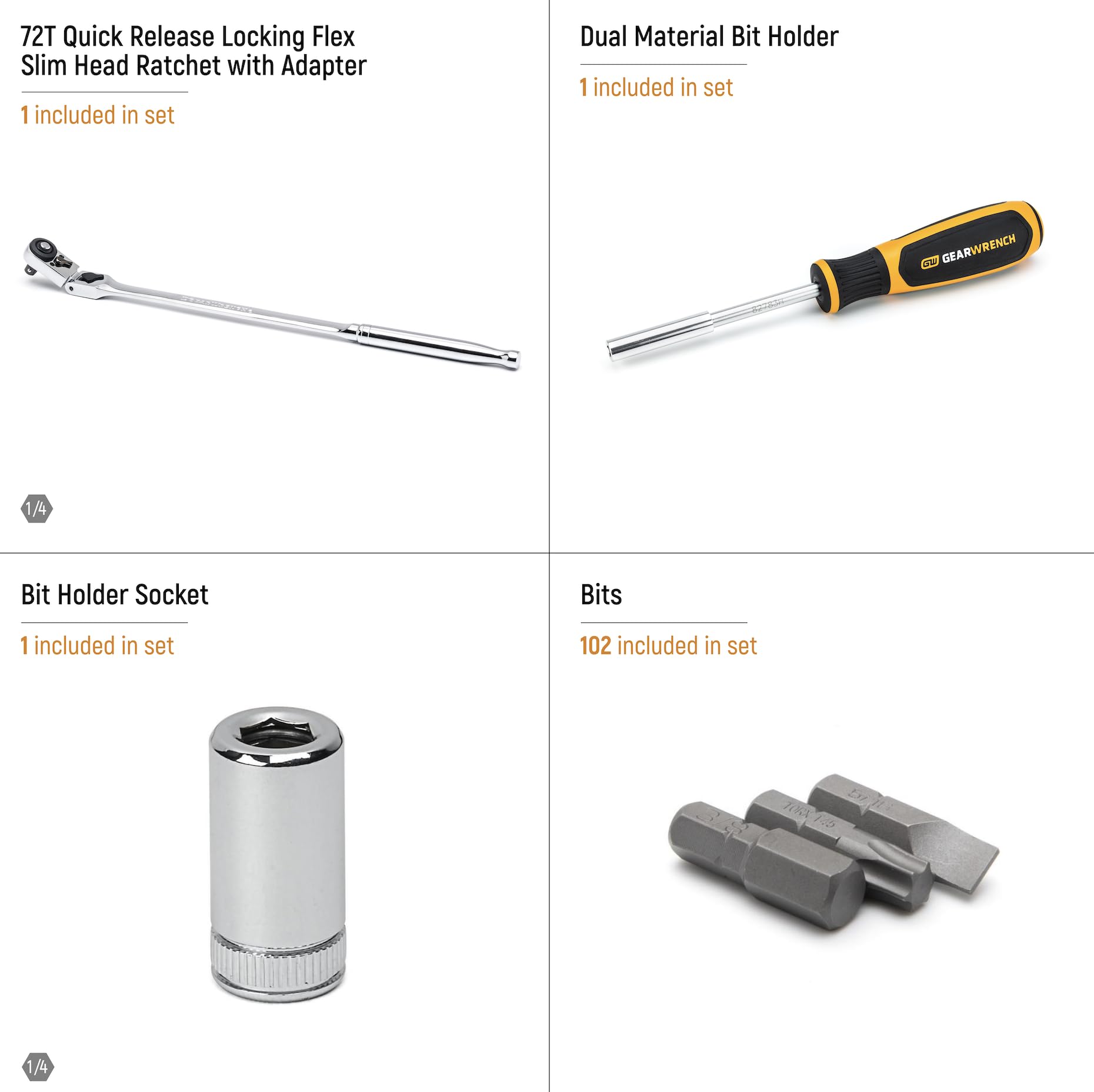GearWrench locking flex-head offers 9 positions for versatile reach.