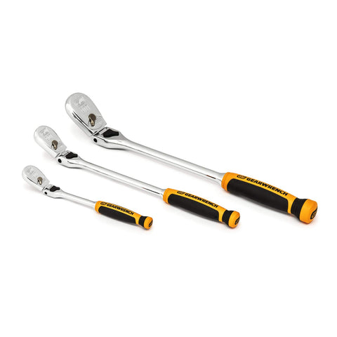 GearWrench locking flex head in adjustable position for tight spaces.