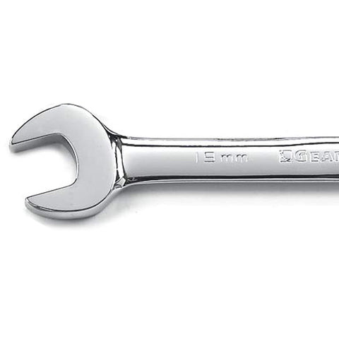 GearWrench pass-thru technology image indicating long-bolt reach capability.