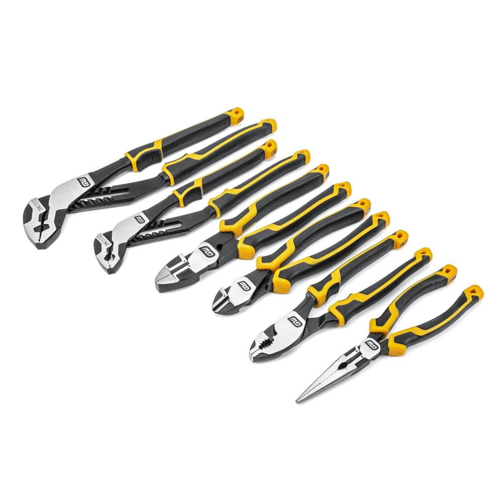 GearWrench Pitbull 6pc pliers with dual-material handles offering improved grip and comfort.