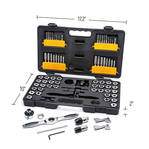 GEARWRENCH ratcheting t-handle enables efficient back-and-forth threading.