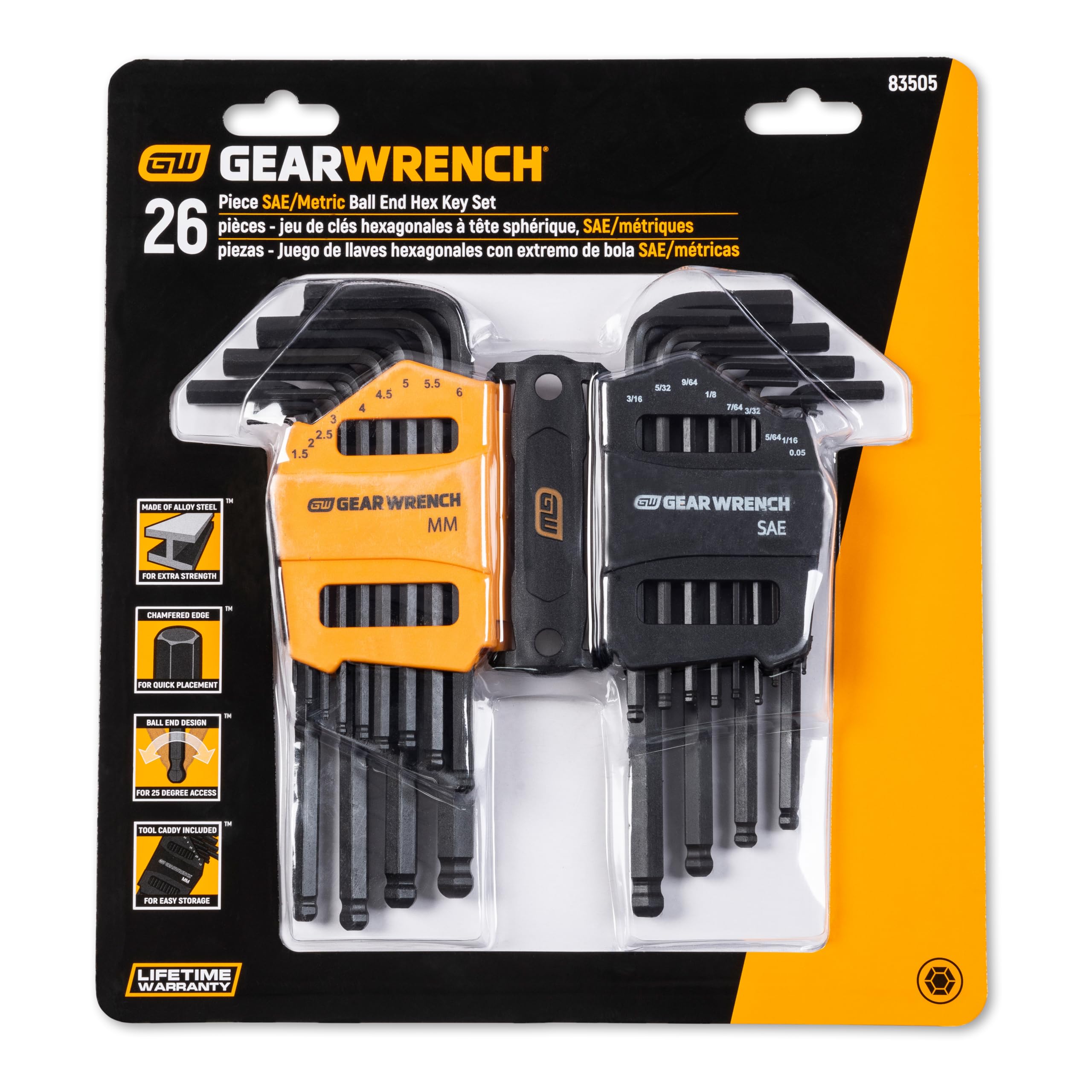 Caddy clearly marks sizes for fast selection with GearWrench.