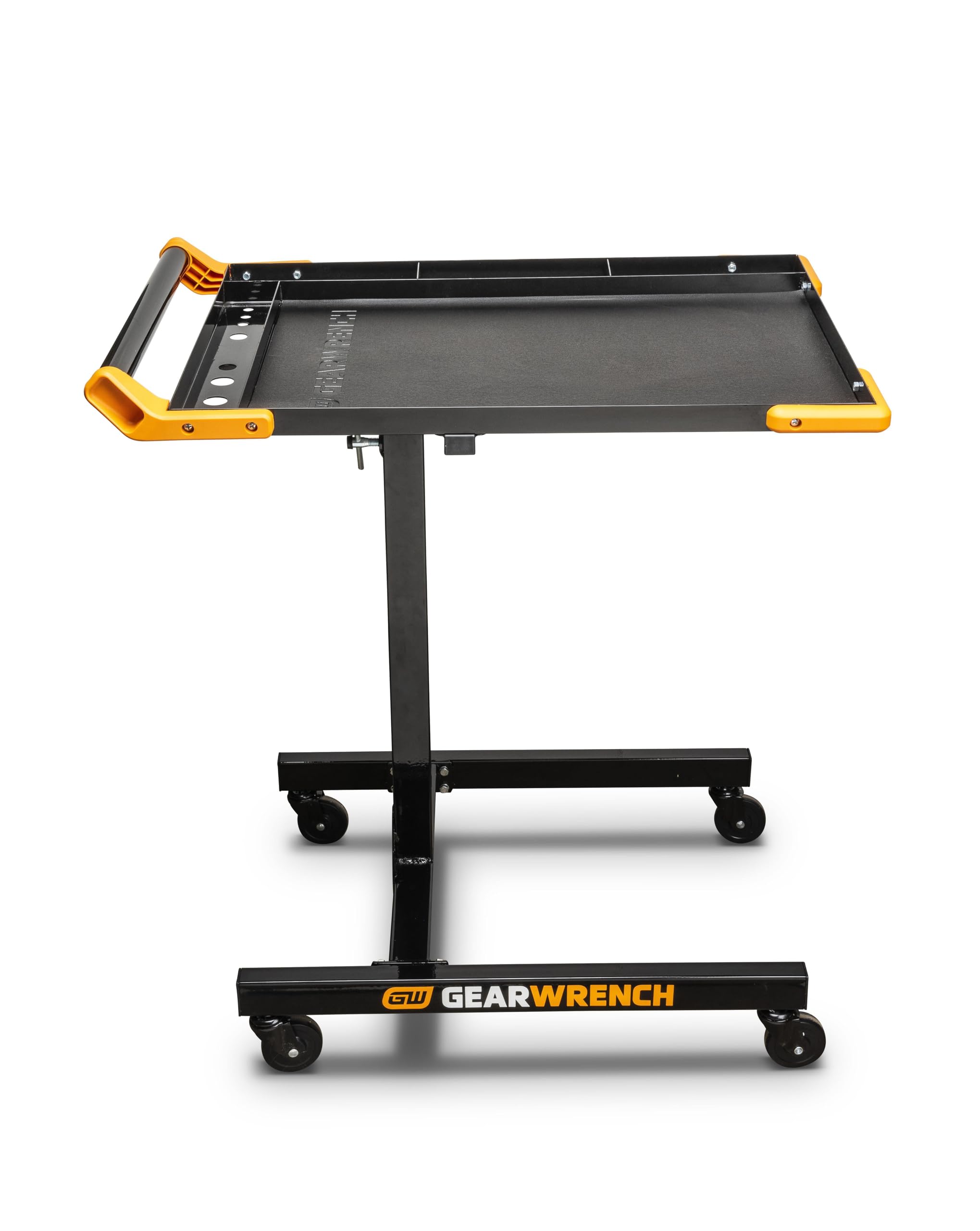 GearWrench tray-top mobile work table keeps tools within easy reach.