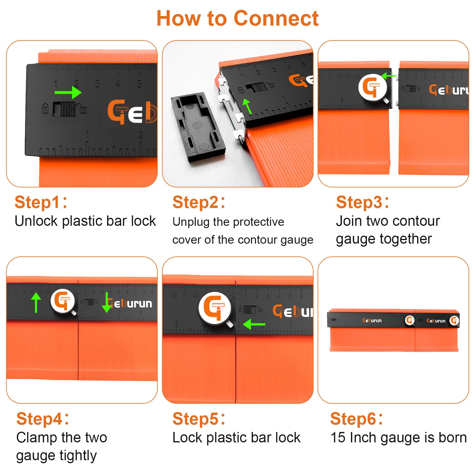 Geburun Contour Gauge is made of durable ABS material for long-lasting use.