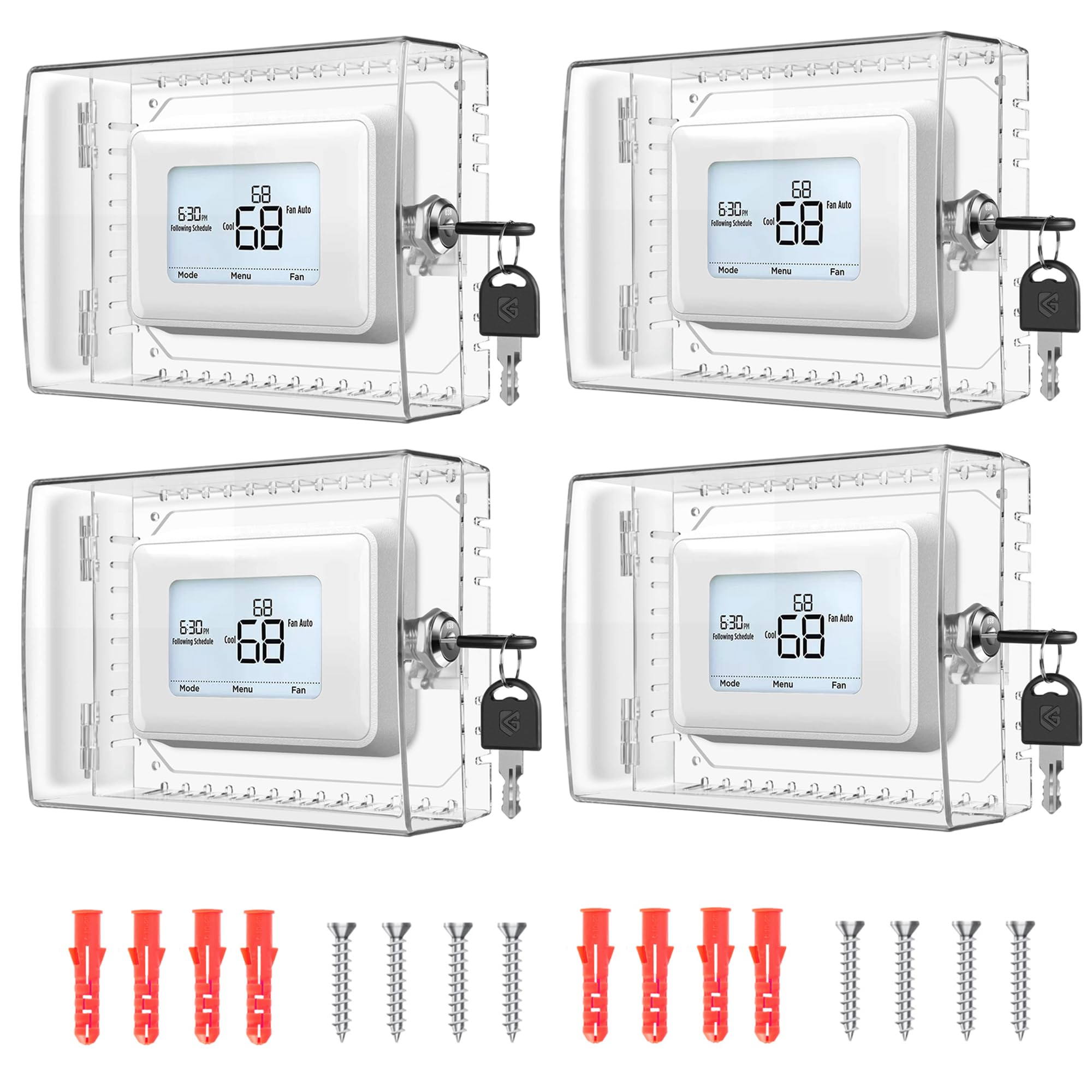 Gedreew thermostat lock box cover front view, crystal-clear visibility for settings