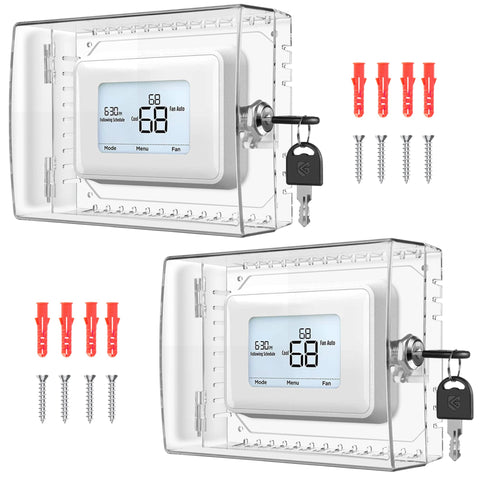 Gedreew thermostat lock box cover front view with clear panel for easy reading