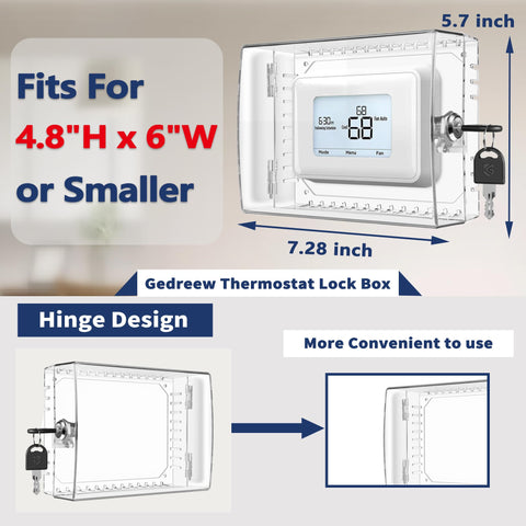 Gedreew thermostat lock box with key mounted on wall for tamper-resistant protection