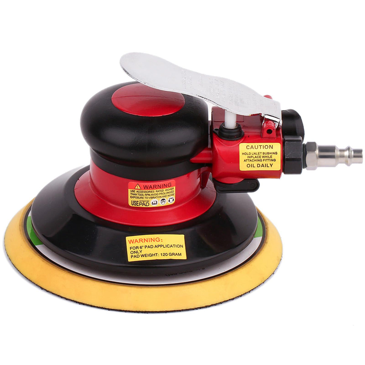Gedu 6-inch air sander profile view shows compact, balanced design for comfortable handling.