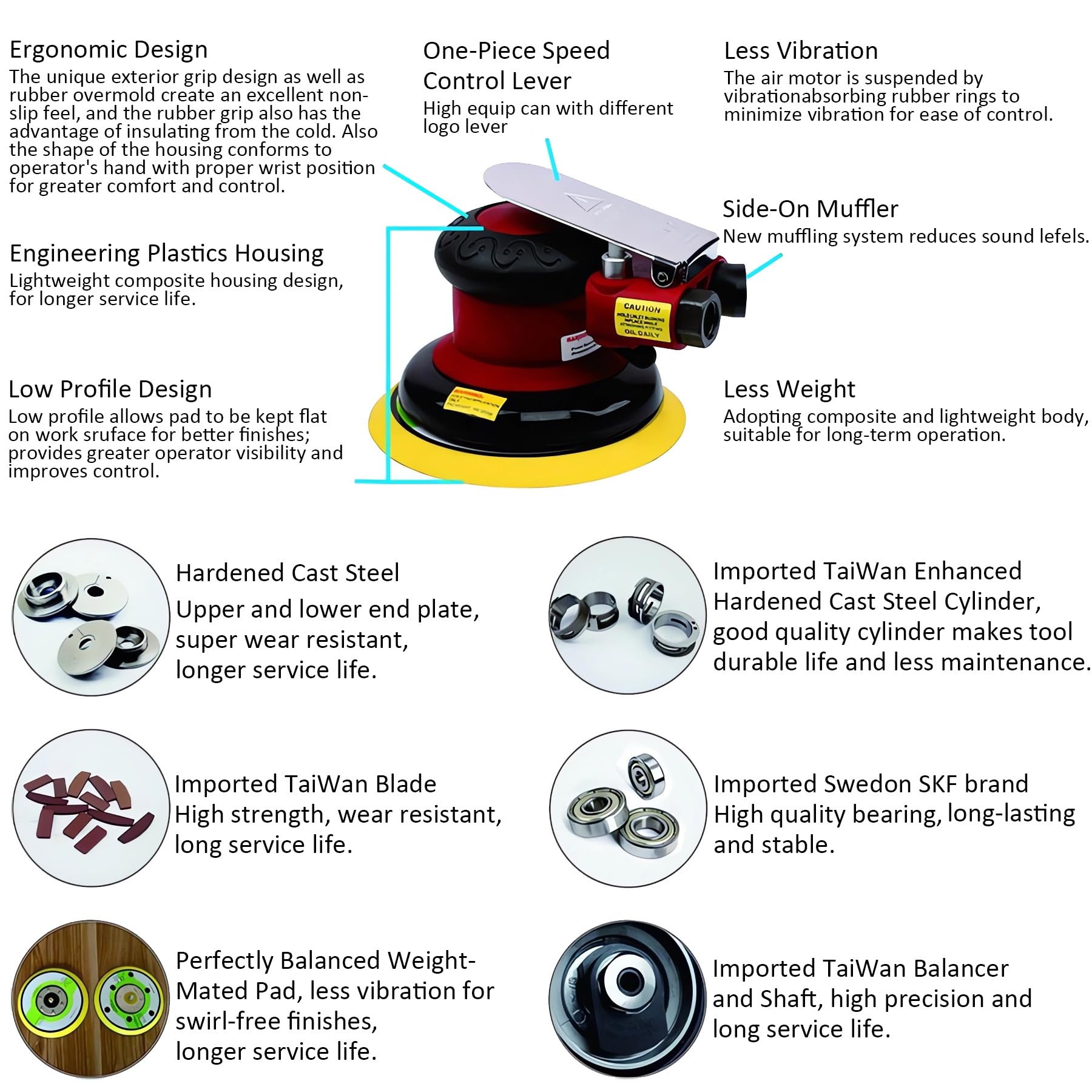 Gedu low vibration operation helps reduce fatigue and improve control.