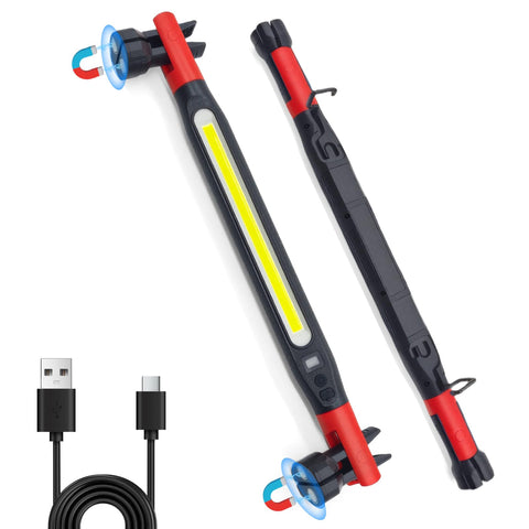 Geebonflugens magnetic work light with 3000 lumens provides hands-free garage illumination.