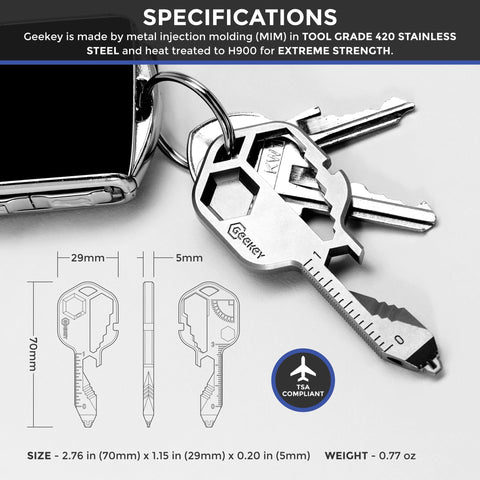 Geekey bottle opener feature for easy on-site openings.