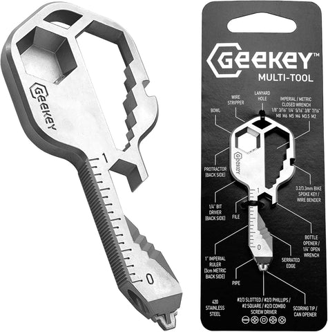 Geekey keychain multitool in compact size for everyday carry.