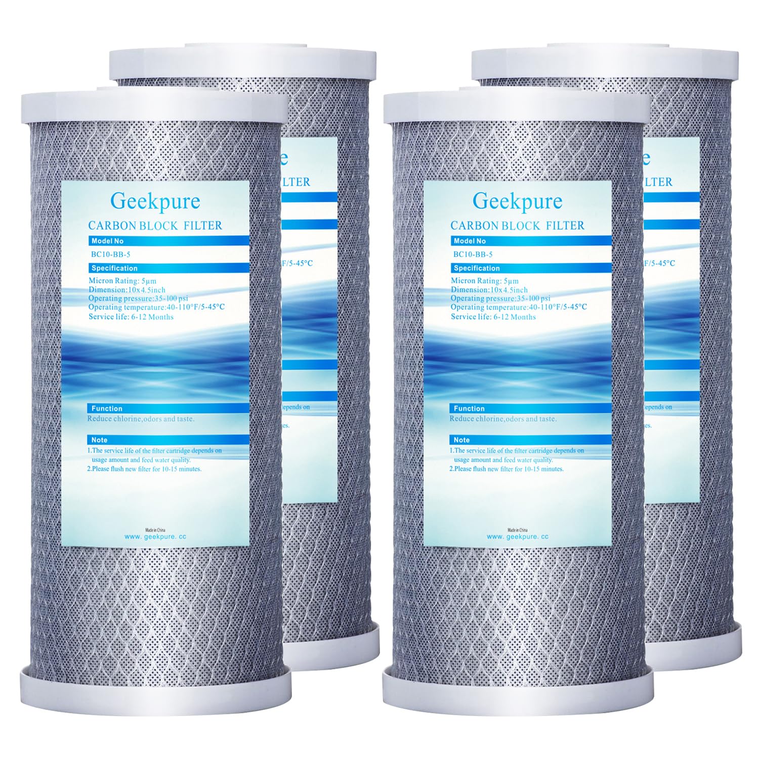 Geekpure 10-inch carbon block filter in packaging, ready for whole-house use