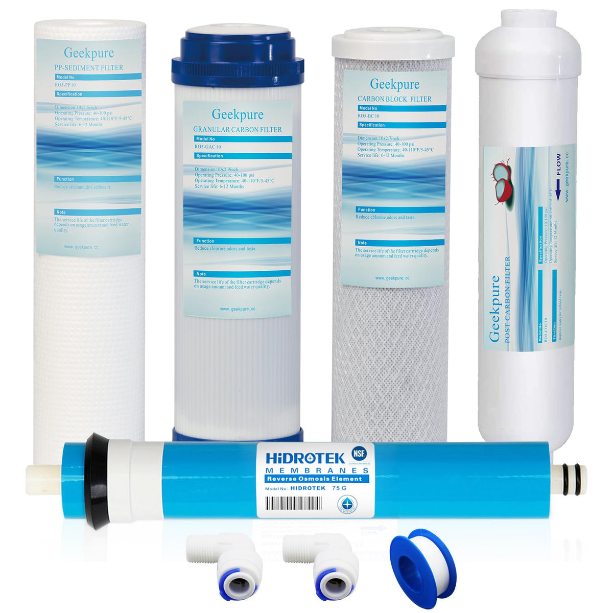 Geekpure 5-Stage RO Replacement Filter Set with | HandySkook