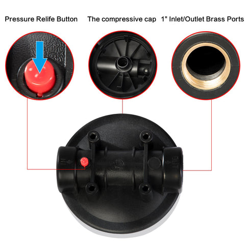 Geekpure pressure release valve close-up for safe filter replacement