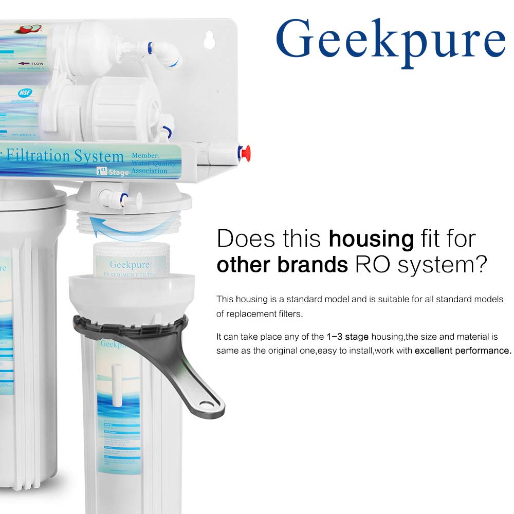 Geekpure RO housing back view highlighting compact design.