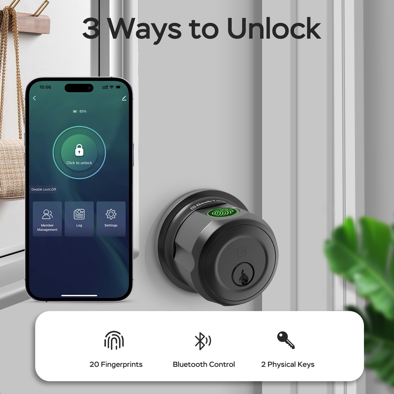 Geektale fingerprint deadbolt during installation, designed for easy setup.