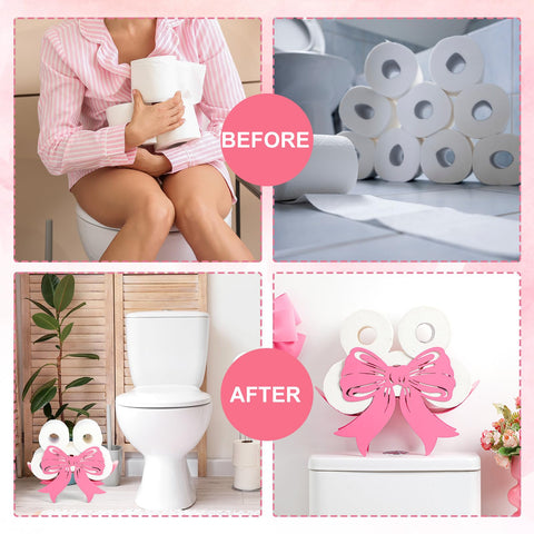 Pink bow adds whimsical charm to bathrooms, bedrooms, or dressing areas.