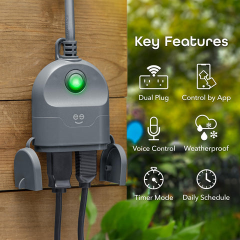 Geeni Outdoor Duo voice control with Alexa and Google Assistant for hands-free operation.