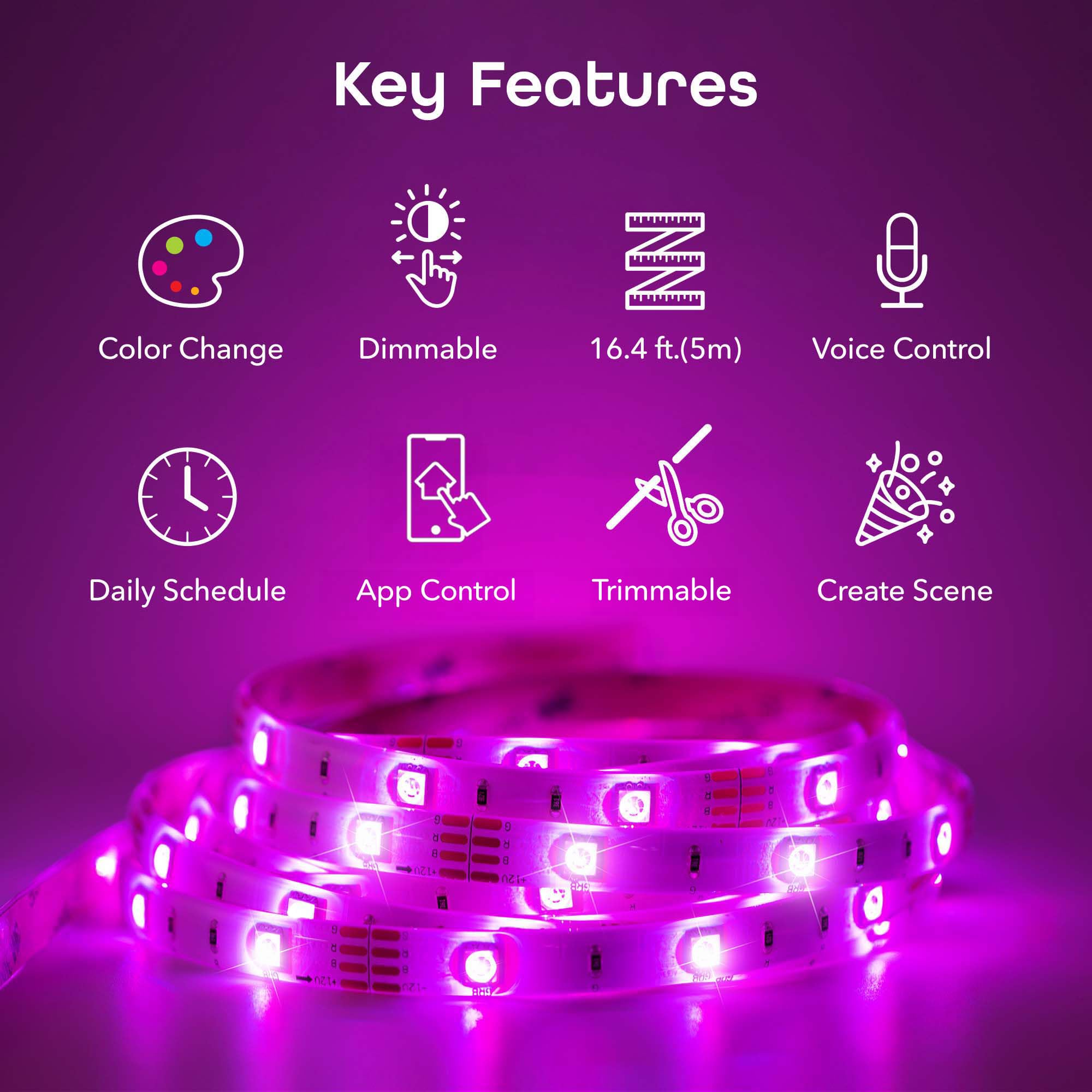 Geeni Prisma 5M LED strip TV backlight enhances viewing with vibrant colors