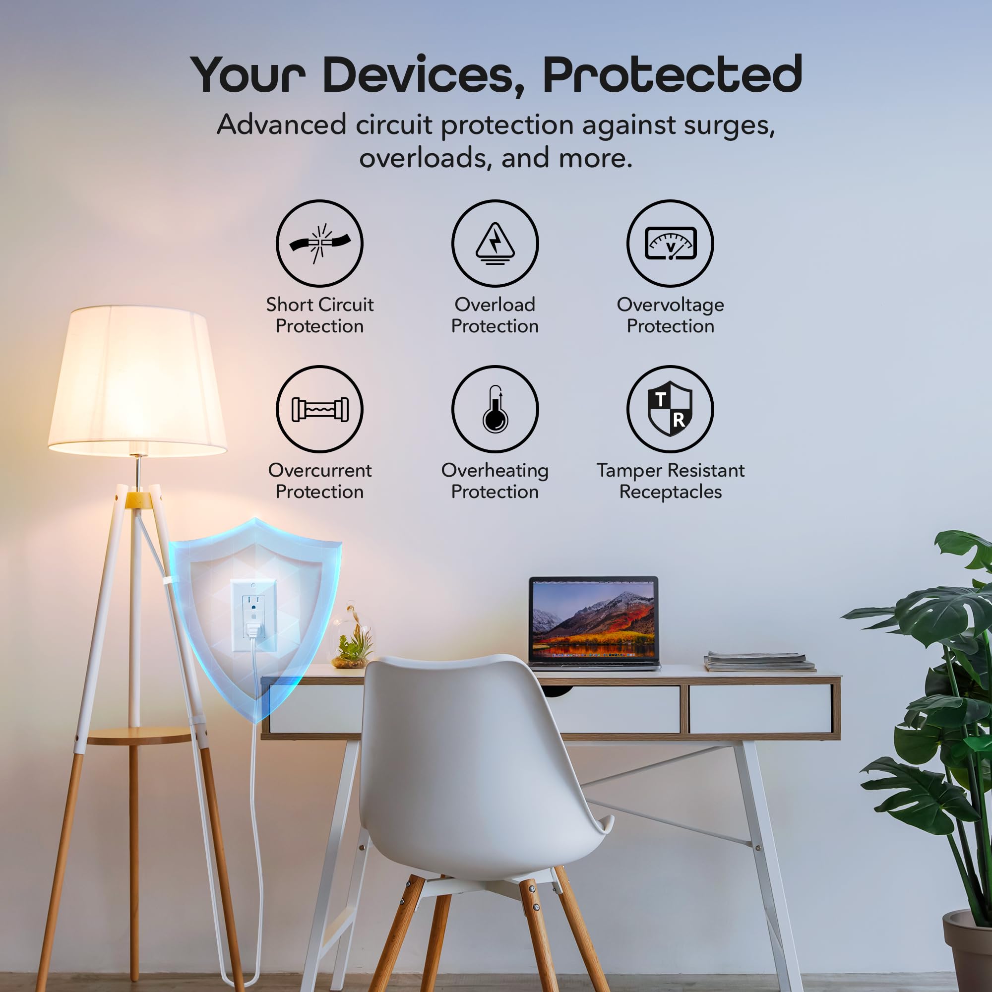 Geeni compatibility icon showing Alexa and Google Home voice control.