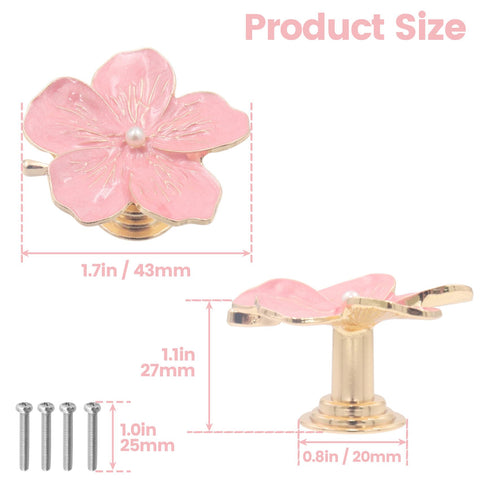 Geesatis flower pink knob on cabinet front for quick upgrade