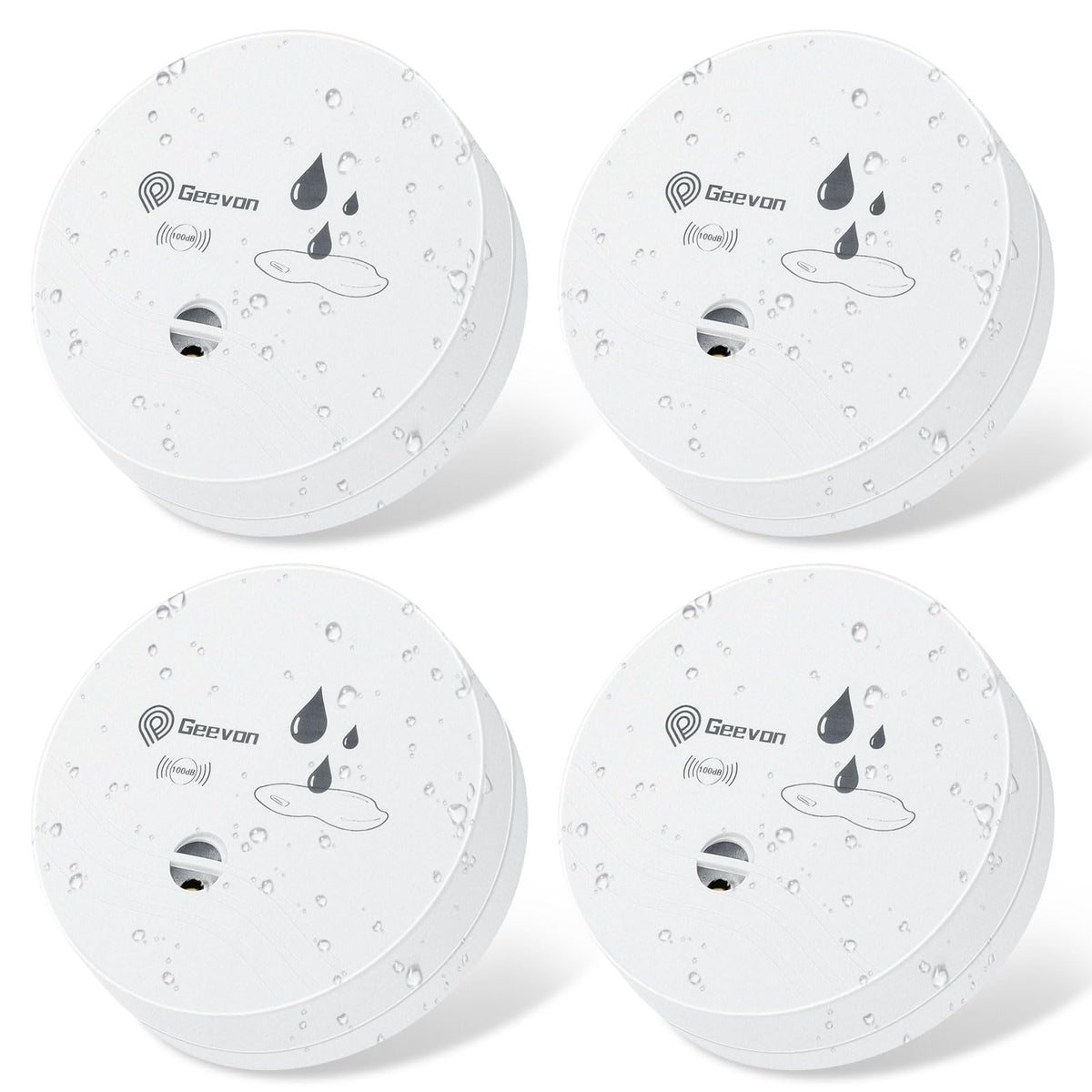 Geevon 4-pack water leak detectors protecting homes from hidden leaks
