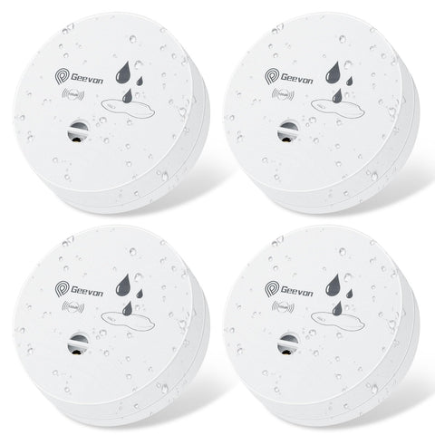 Geevon 4-pack water leak detectors protecting homes from hidden leaks