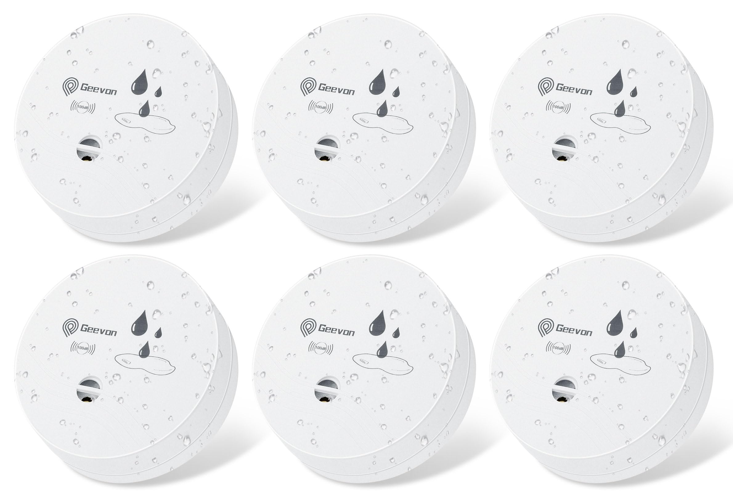 Geevon six-pack water leak detectors pack shot for home protection