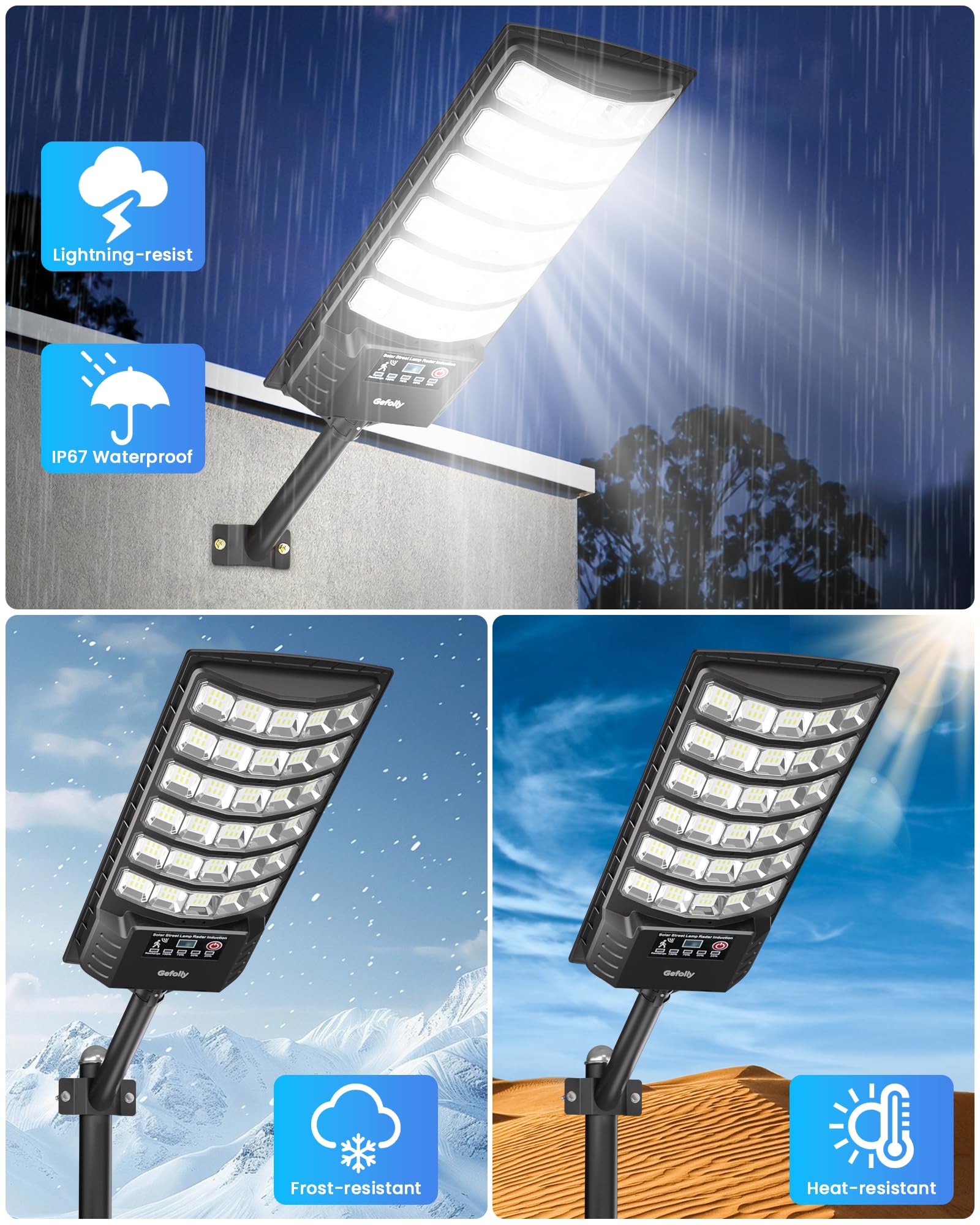 Gefolly solar street light installation pack enables quick setup on site.