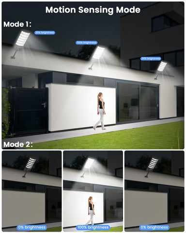 Gefolly solar street light remote control adjusting brightness for customized lighting.