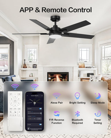 Geinself ceiling fan controlled by Alexa app or remote for ease of use