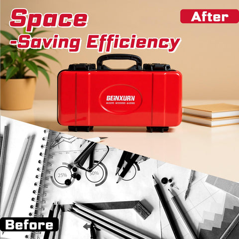 Geinxurn tool box placed beside tools for quick access