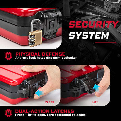 Geinxurn 11-inch red tool box handle and latch ensure secure carry