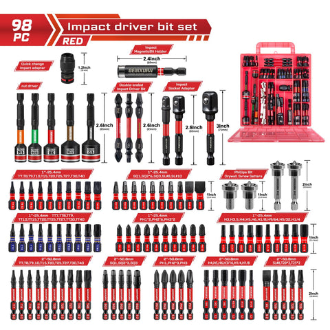 GEINXURN 2 inch driver bits for high-torque applications