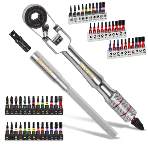 Geinxurn pivot head ratchet set enabling versatile tightening in tight spaces