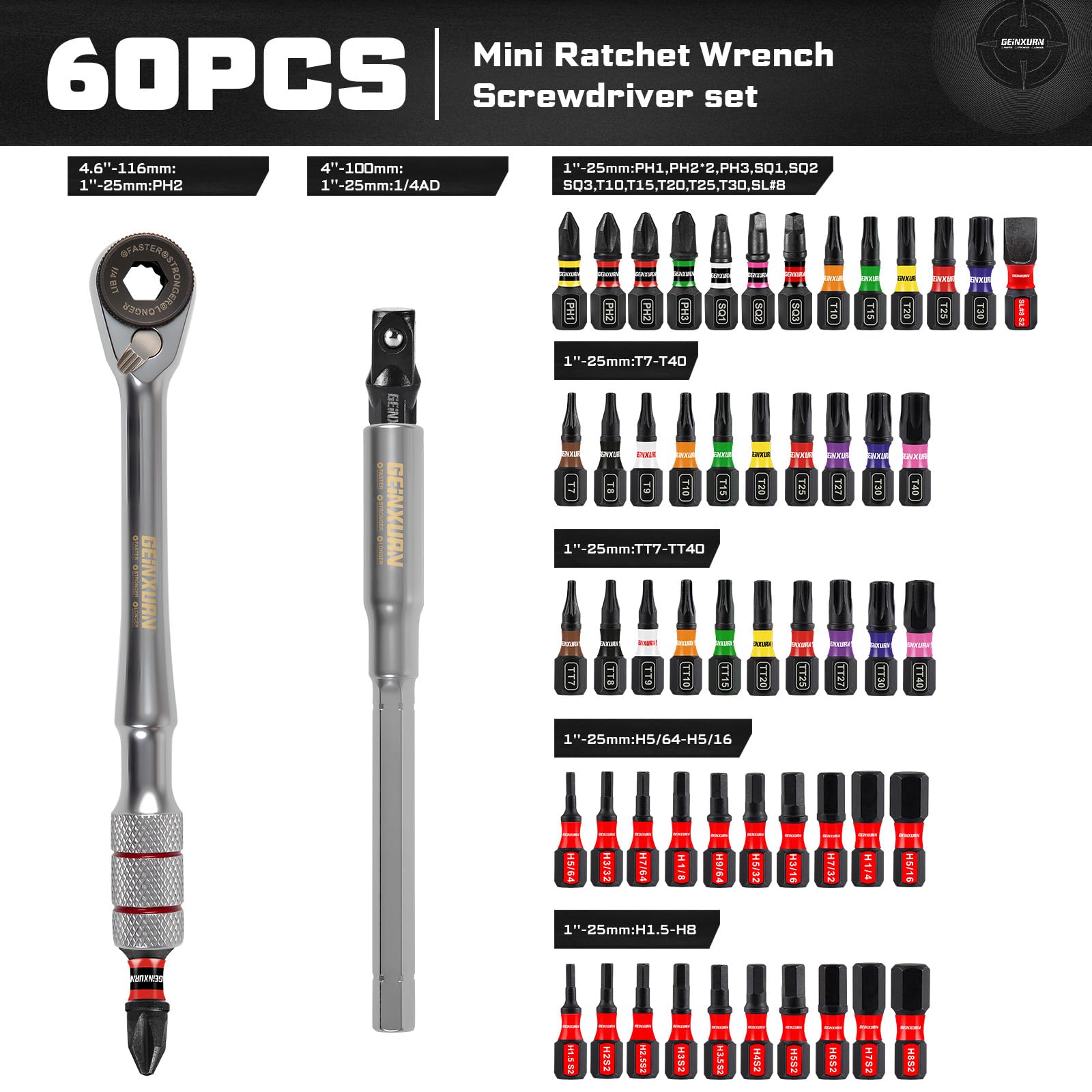 Geinxurn 72-tooth ratchet mechanism shown for smooth, precise turning