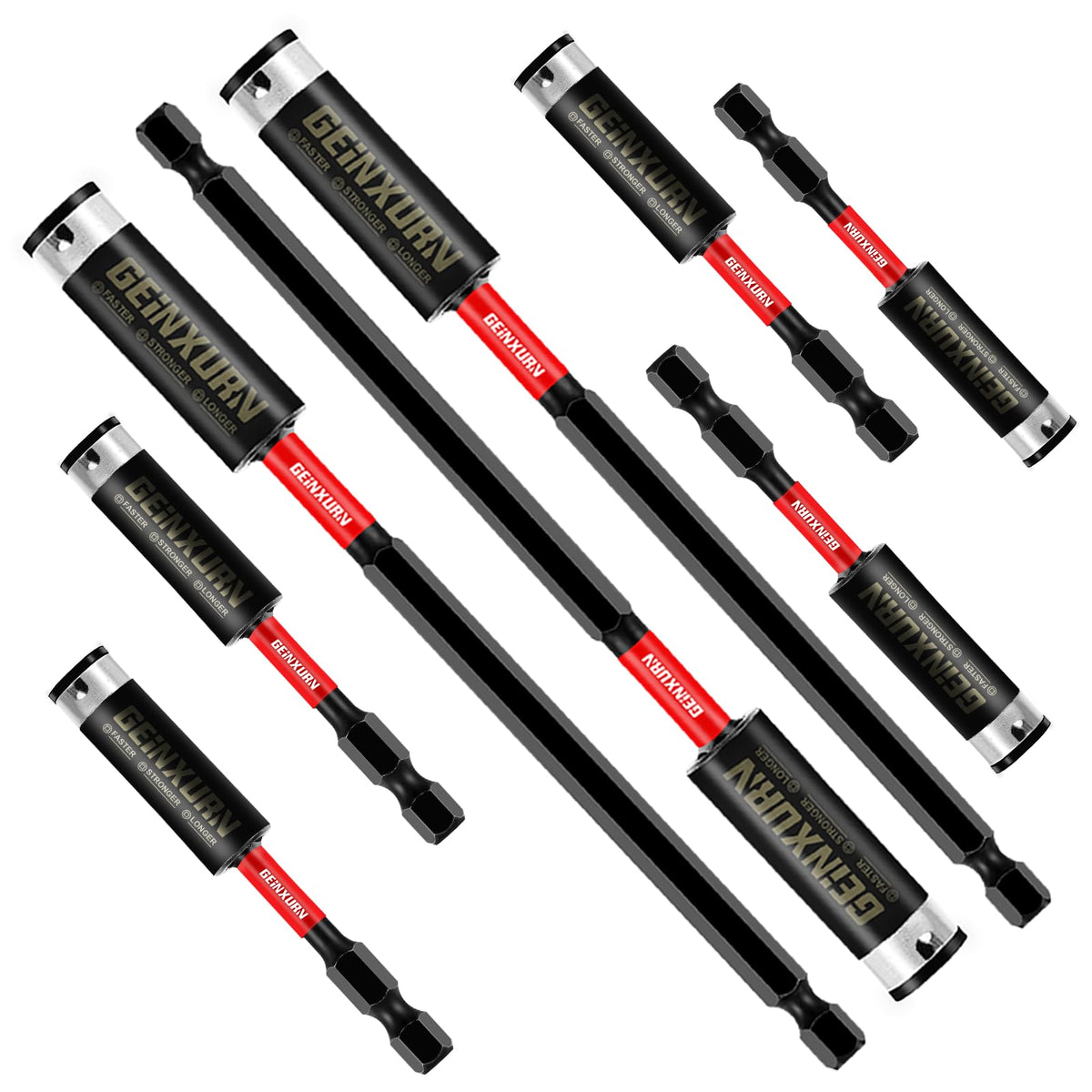 GEINXURN 8PACK bit holders in 3in reach for fast, secure bit changes.
