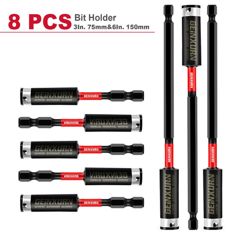GEINXURN 8PACK bit holders in 6in reach for hard-to-reach fasteners.