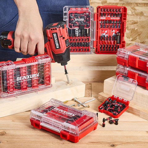 Geinxurn clear red storage box keeps bits visible and organized