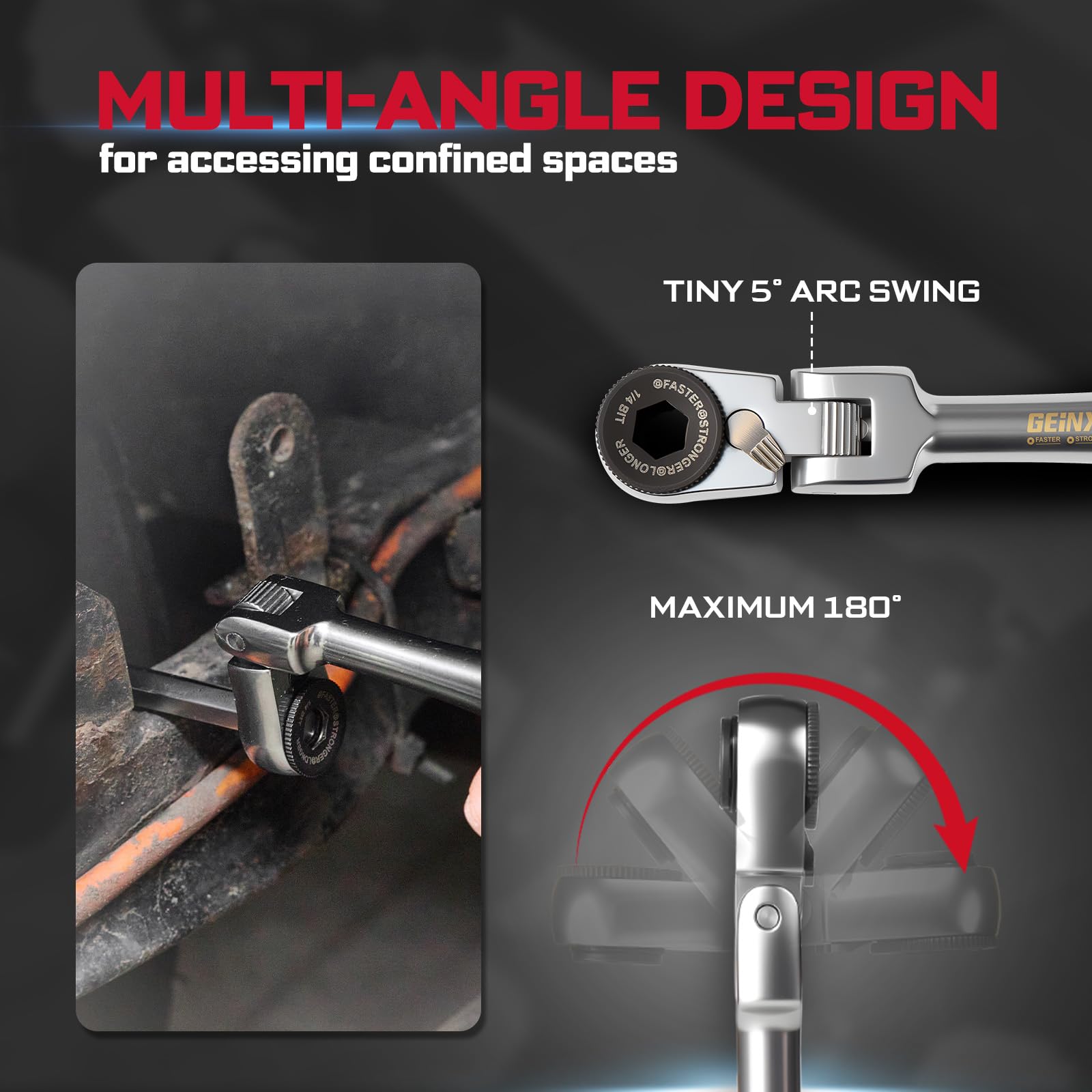 Geinxurn dual-extension bar offering standard reach or high-torque T-handle