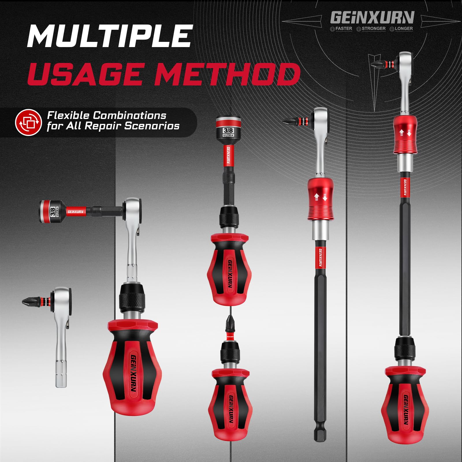 Geinxurn 4-inch extension bit holder adds reach for repairs.