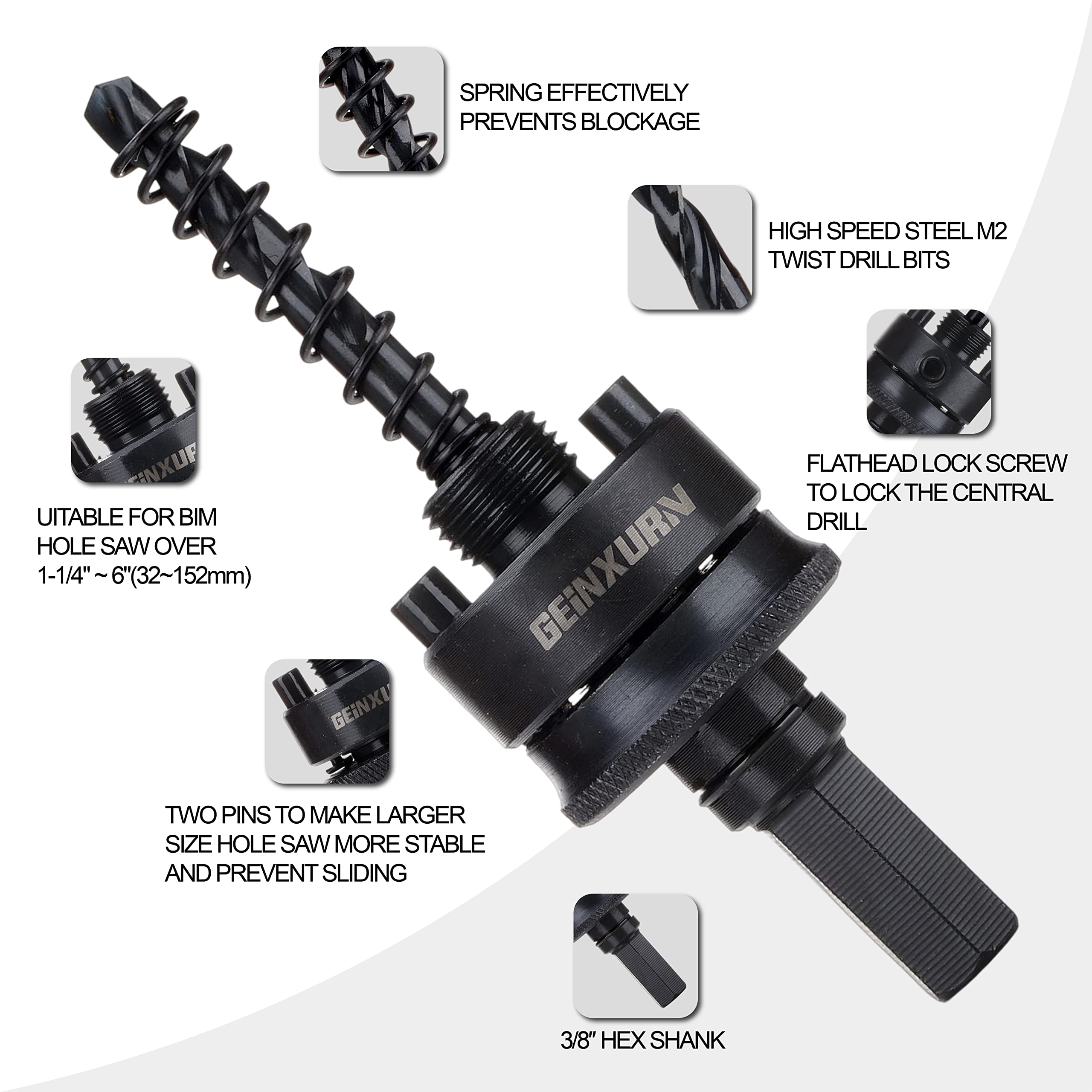 GEINXURN compatible with major brands for broad hole saw options.